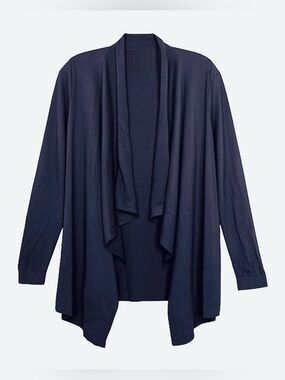 LANDS’ END Navy Blue Waterfall Cardigan Sweater